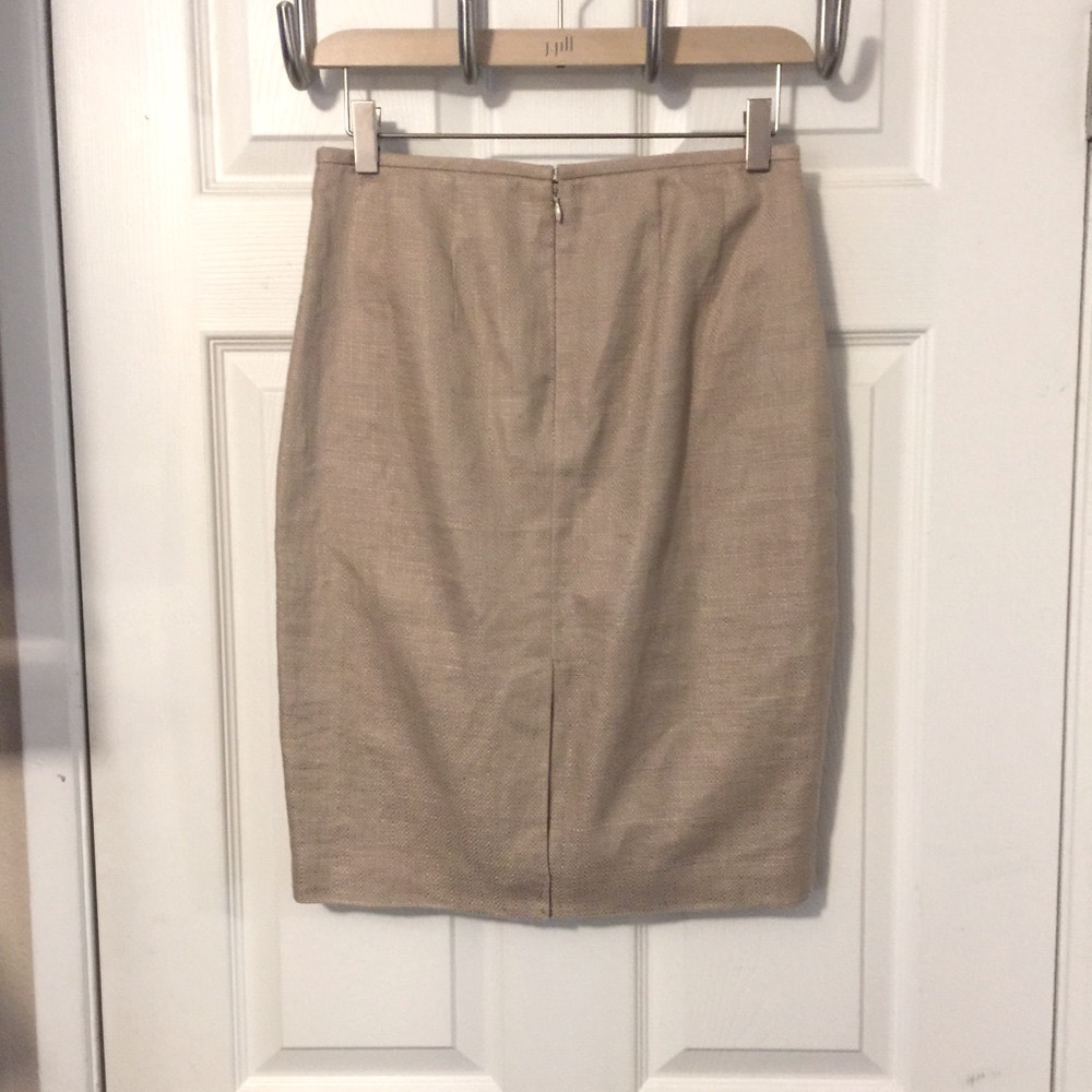 Calvin Klein Linen Blend Tan Beige Tailored Pencil Skirt Sz S - Picture 2 of 8
